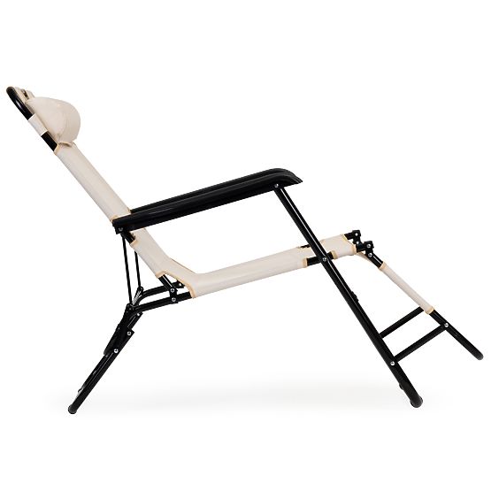 Garden Lounger with Headrest Foldable Design Beige