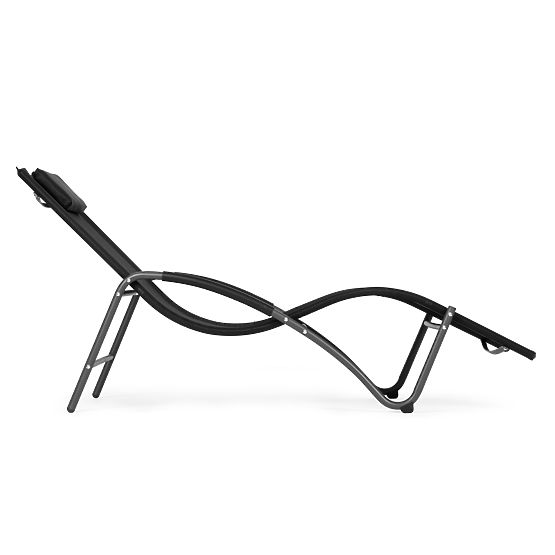 Garden Lounger with Headrest Steel Frame Black MultiGarden
