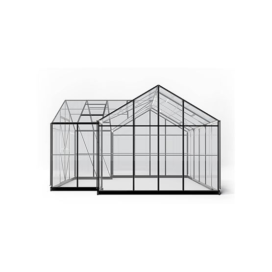 Garden Orangery Royal Green Standard 16.6 m² with Base, Tempered Glass 4 mm, Aluminum, Black