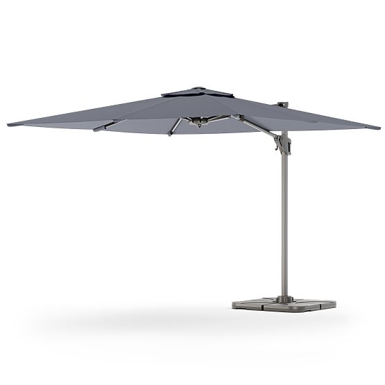 Garden Parasol on Arm Shade 4x3 m with Cover, 360° Rotatable, Grey
