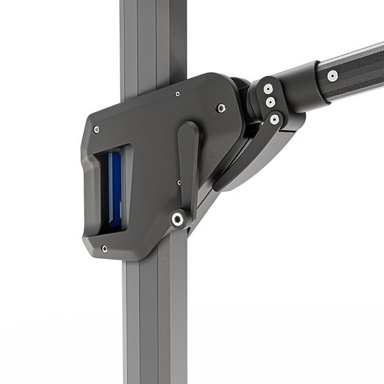 Garden Parasol on Arm Shade 4x3 m with Cover, 360° Rotatable, Grey