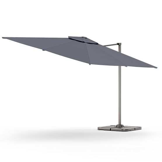 Garden Parasol on Arm Shade 4x3 m with Cover, 360° Rotatable, Grey