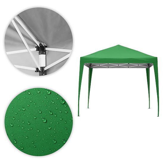 Garden Pavilion Tent 3x3 m Automatic Folding + 4 Side Walls MultiGarden