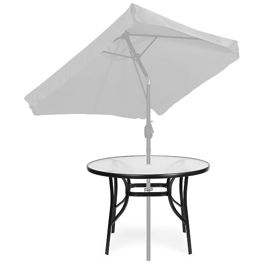 Garden Round Table 105 cm for Terrace, Garden, Balcony, Tempered Glass, Parasol Hole MultiGarden