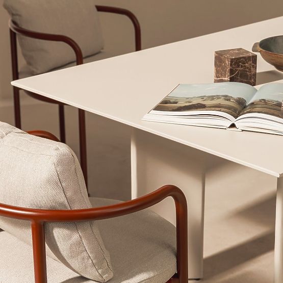 Garden Set Amarello, Table 220 cm + 6 Chairs, Aluminum, Light Beige/Burgundy Brown