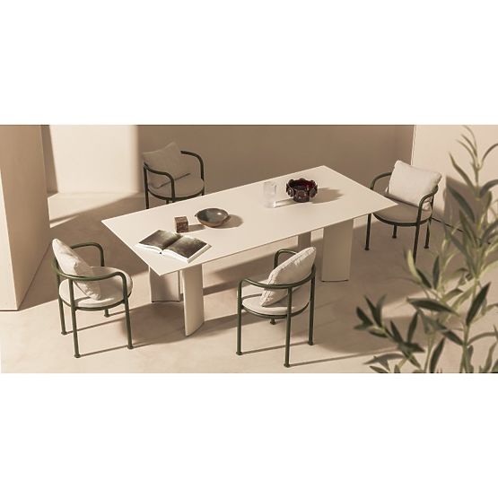 Garden Set Amarello, Table 220 cm + 6 Chairs, Aluminum, Light Beige/Green