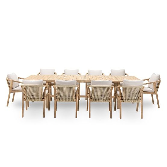 Garden Set Castello, Extendable Table 200-295 cm + 10 Woven Chairs, Acacia Wood FSC