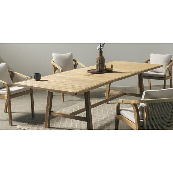 Garden Set Castello, Extendable Table 200-295 cm + 6 Woven Chairs, Acacia Wood FSC