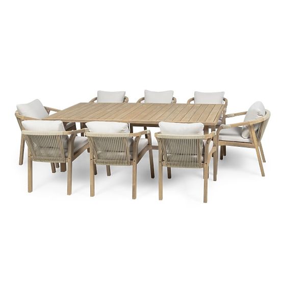 Garden Set Castello, Extendable Table 200-295 cm + 8 Woven Chairs, Acacia Wood FSC