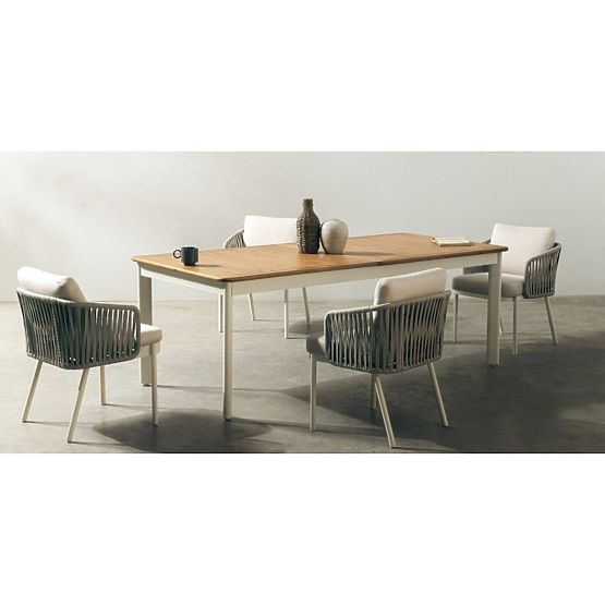 Garden Set Porticato, Extendable Table 211-300 cm + 6 Chairs, Acacia Wood FSC, Teak Look