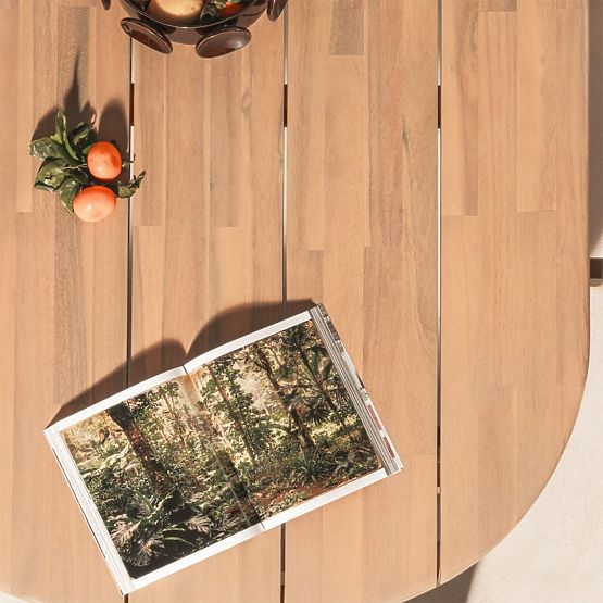 Garden Set Satori II, Table 240 cm + 8 Chairs, FSC Acacia Wood, Teak Look, Beige, Rounded