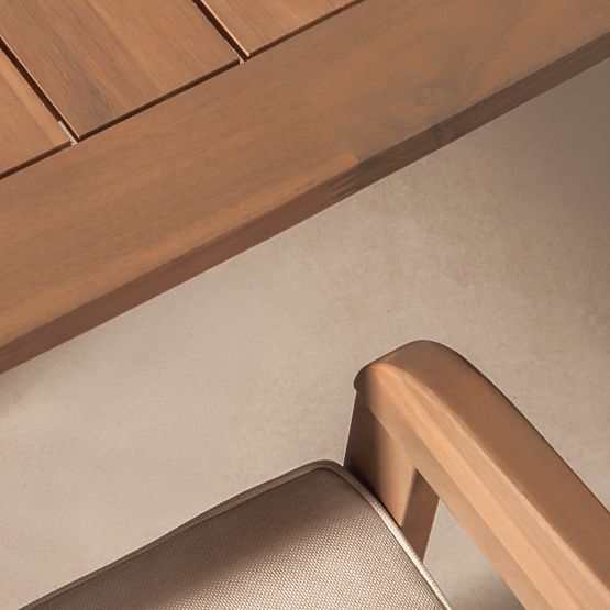 Garden Set Satori, Table 183 cm + 4 Chairs, Acacia Wood FSC, Teak Look, Beige, Rounded