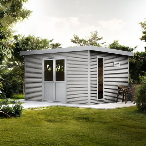 Garden Shed Ardena 4x3 m 12 m², Dark Gray, Composite Wood, Aluminum, Easy Assembly