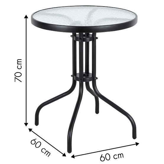 Garden Table 60cm Tempered Glass Table for Garden Terrace Balcony