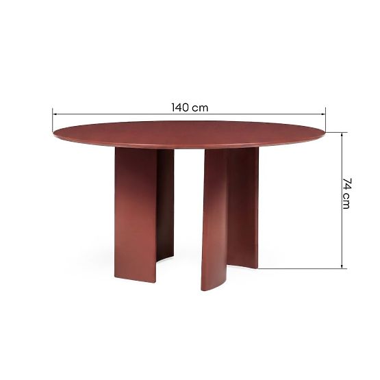 Garden Table Amarello 140 cm, Aluminum, Round, Wine Brown