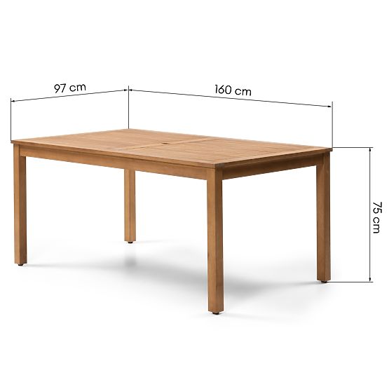 Garden Table Familis, 160 cm, Teak Look, FSC Eucalyptus Wood