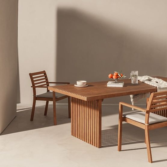 Garden Table Familis II 240 cm, Eucalyptus Wood FSC, Teak Look