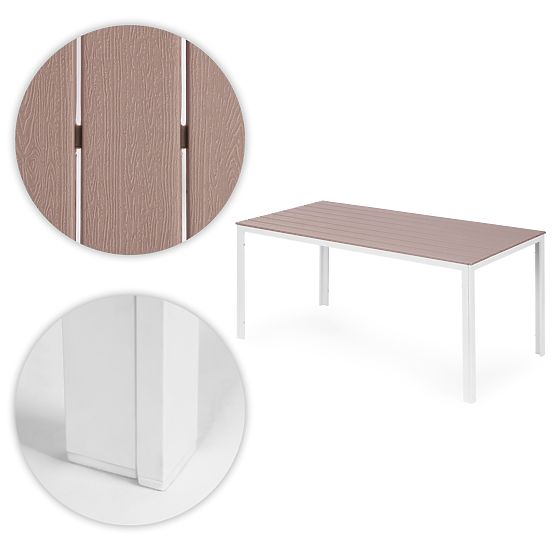 Garden Table for 6 People 156x78 cm Polywood Patio Furniture Beige White MultiGarden