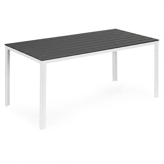 Garden Table for 6 People 156x78 cm Polywood Terrace Furniture Gray White MultiGarden