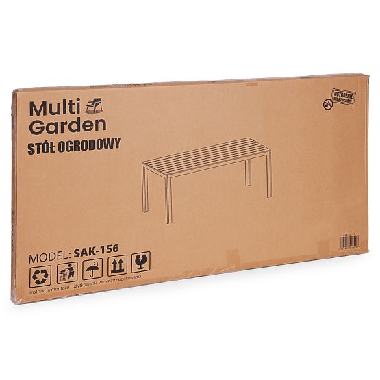 Garden Table for 6 People 156x78 cm Polywood Terrace Furniture Gray White MultiGarden