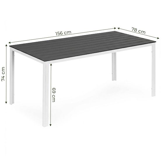 Garden Table for 6 People 156x78 cm Polywood Terrace Furniture Gray White MultiGarden