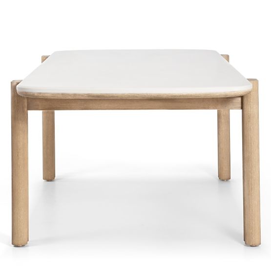 Garden Table Komorebi 280 cm with Stone Top, Light Acacia Wood/Light Beige, Rectangular