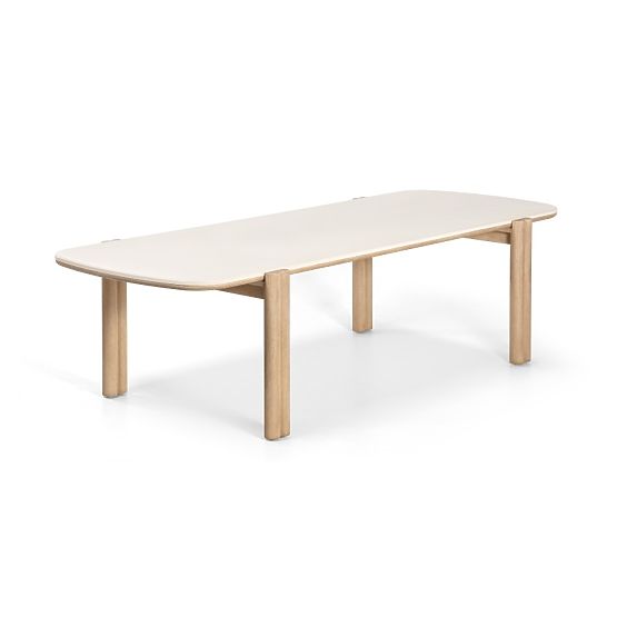 Garden Table Komorebi 280 cm with Stone Top, Light Acacia Wood/Light Beige, Rectangular