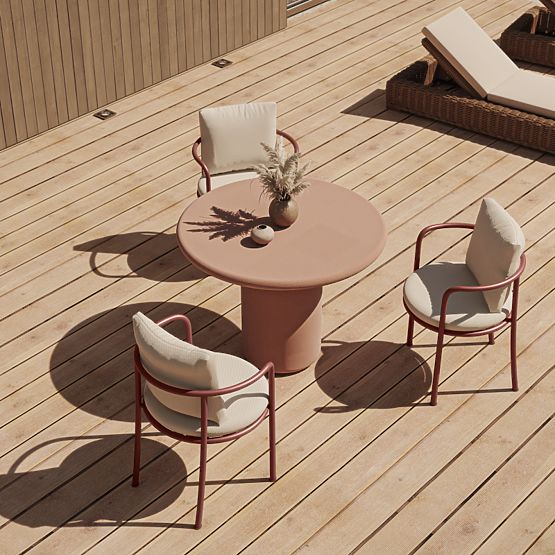 Garden Table Vibonis 100 cm, Round, Cement, Terracotta