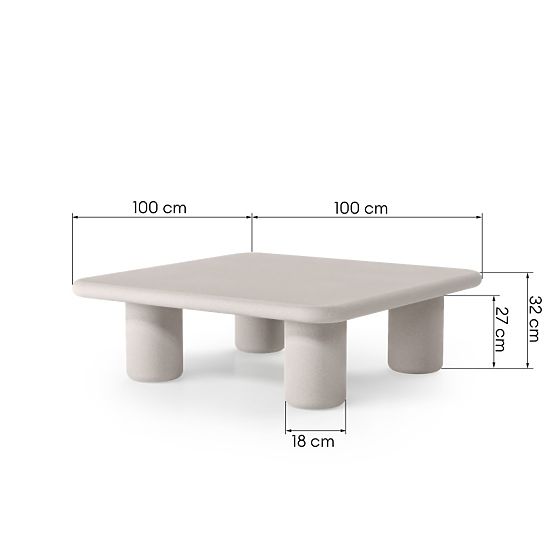 Garden Table Vibonis 100 cm, Square, Cement, Light Beige