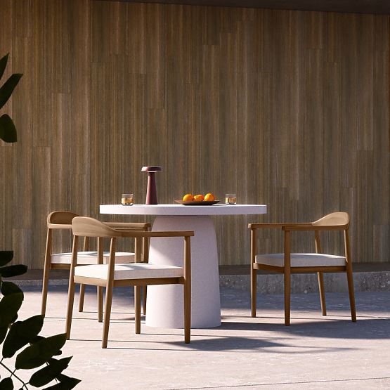 Garden Table Vibonis 106 cm, Round, Cement, Light Beige, Matte