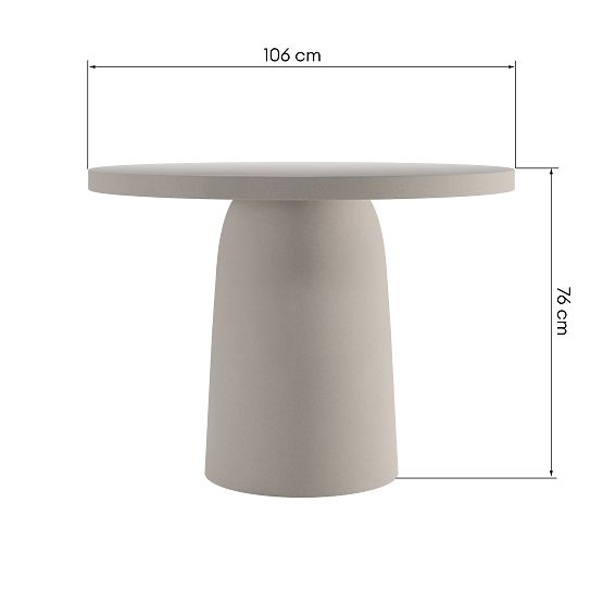 Garden Table Vibonis 106 cm, Round, Cement, Light Beige, Matte