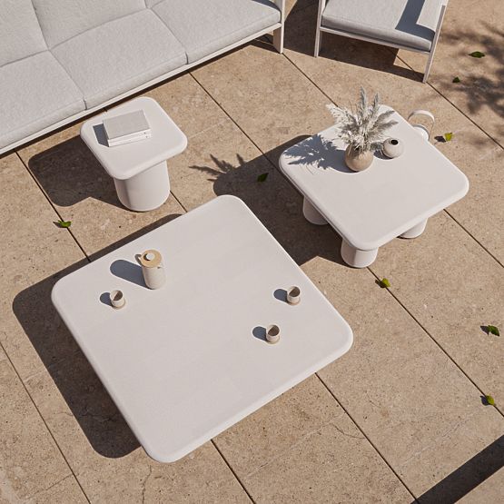 Garden Table Vibonis 42 cm, Square, Cement, Light Beige