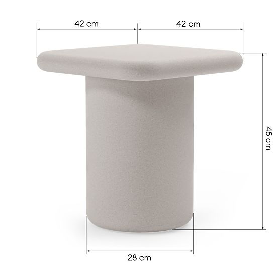 Garden Table Vibonis 42 cm, Square, Cement, Light Beige