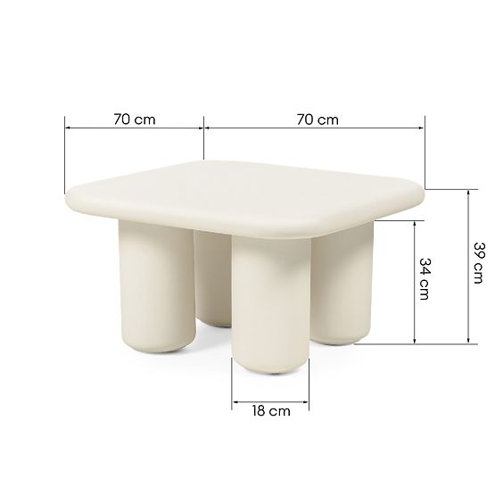 Garden Table Vibonis 70 cm, Square, Cement, Light Beige