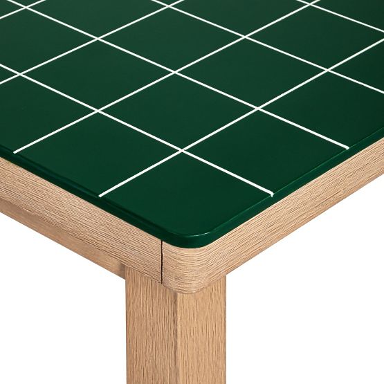 Garden Table Wabi 200 cm with Stone Top, Light Acacia Wood/Green, Rectangular
