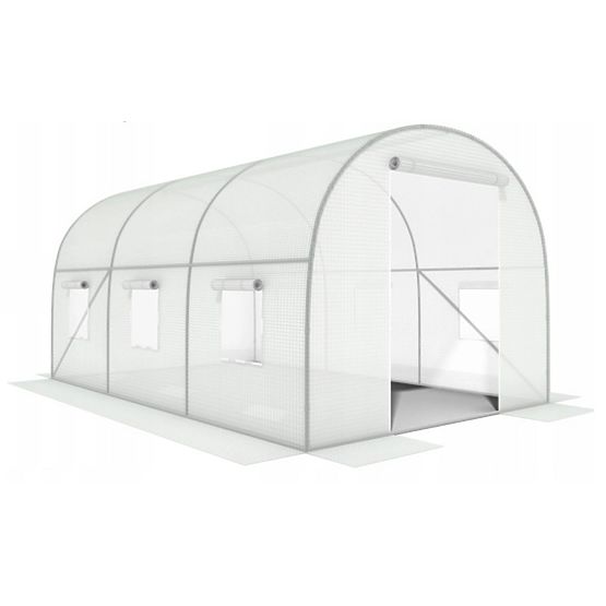 Garden Tunnel Greenhouse 3x2x2 m Multipurpose Metal Frame White Film 2 Entrances