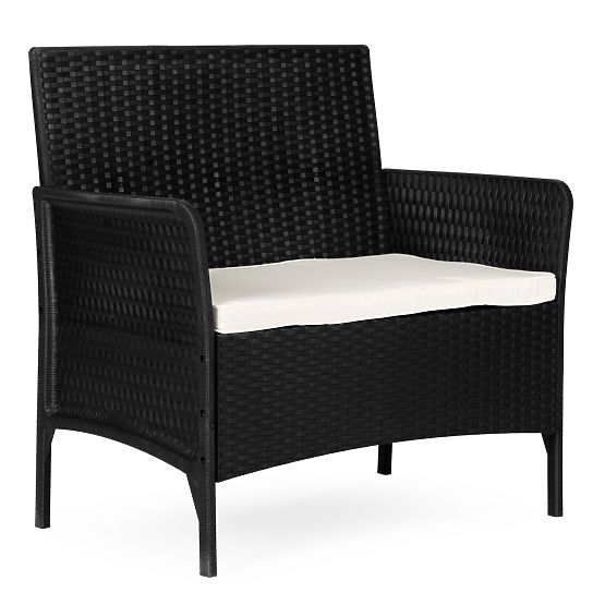 Garden Two-Seater Sofa with Cushion Bench for Balcony Terrace Garden Black MultiGarden