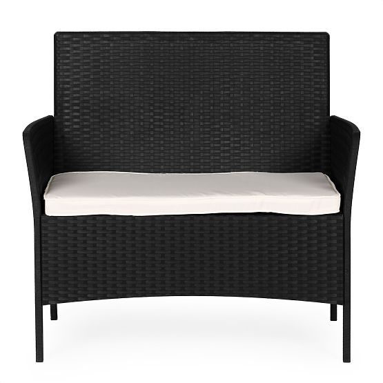 Garden Two-Seater Sofa with Cushion Bench for Balcony Terrace Garden Black MultiGarden