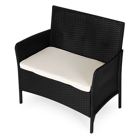 Garden Two-Seater Sofa with Cushion Bench for Balcony Terrace Garden Black MultiGarden