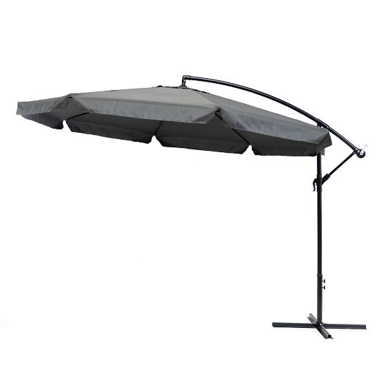 Garden umbrella large on boom folding 3.5m gray
