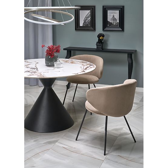 GARET Round Table, White Marble / Black (2p=1pc)