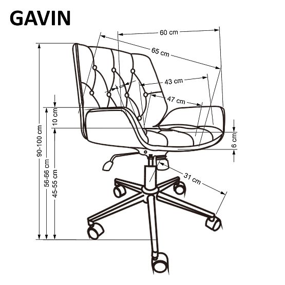 GAVIN Office Chair Walnut/Black (1p=1pc)