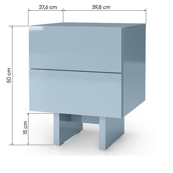 Glim Nightstand, Smoky Blue, Glossy