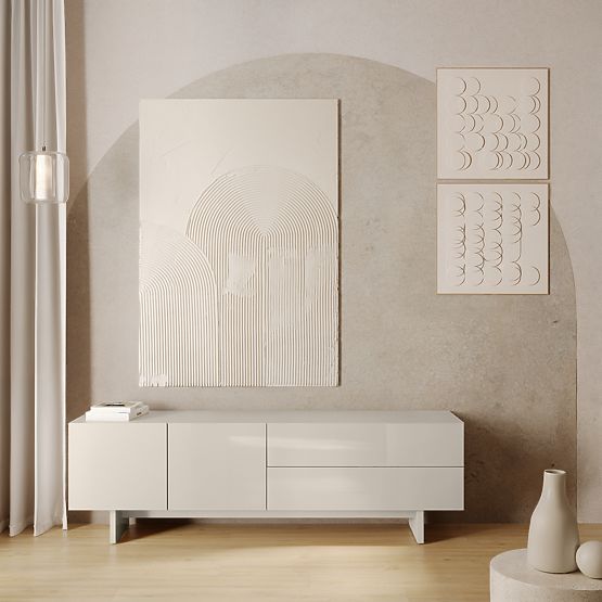 Glim TV Cabinet, Cashmere, Glossy
