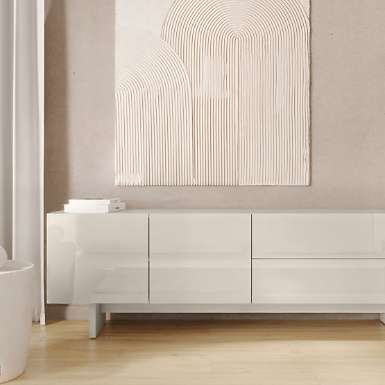 Glim TV Cabinet, Cashmere, Glossy