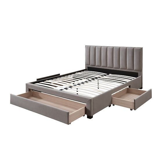 GRACE 160 Bed with Drawers Beige Velvet (3p=1pcs)