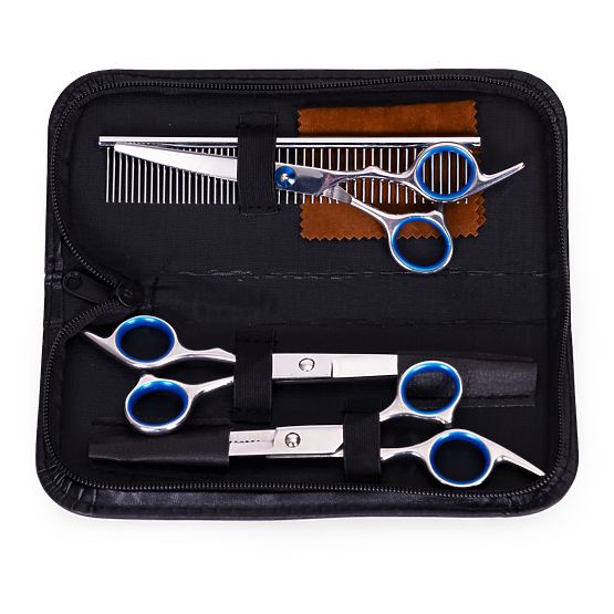 Grooming Set for Trimming Dogs and Cats Scissors Comb Case