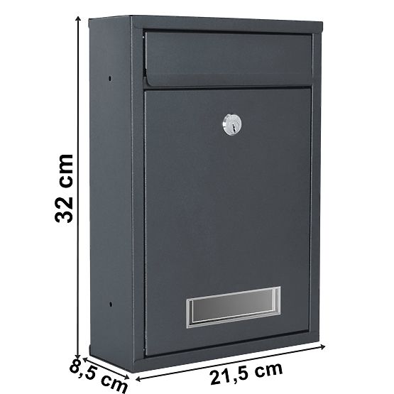 Gustav Anthracite Mailbox for Letters