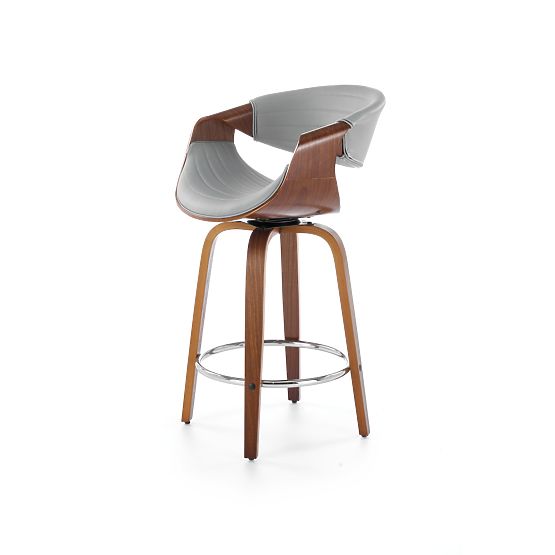 H123 Bar Stool Grey/Walnut (1p=1pc)