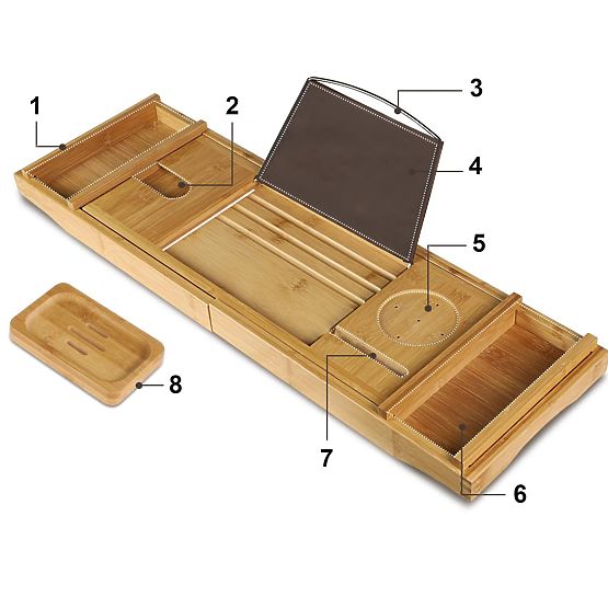 HALIA Bamboo Bathtub Shelf